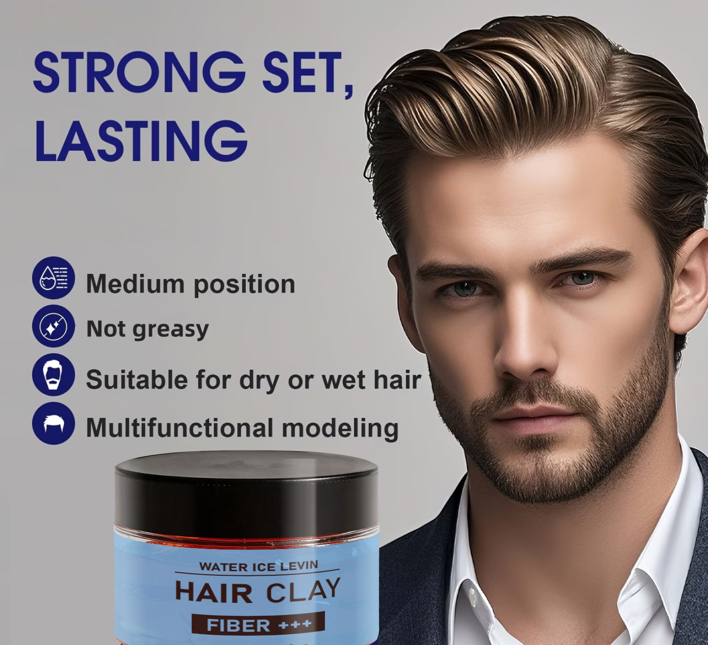 Pomade Hair Clay - Biotine & Keratine Haarklei voor Vormgeving