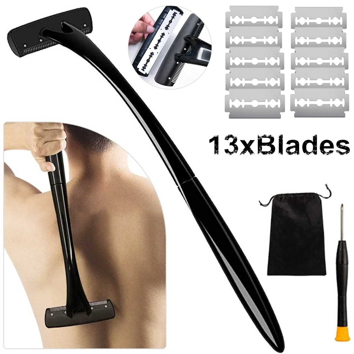 Men'S Grooming Blade - Rugscheerapparaat met lange handgreep voor mannen,
